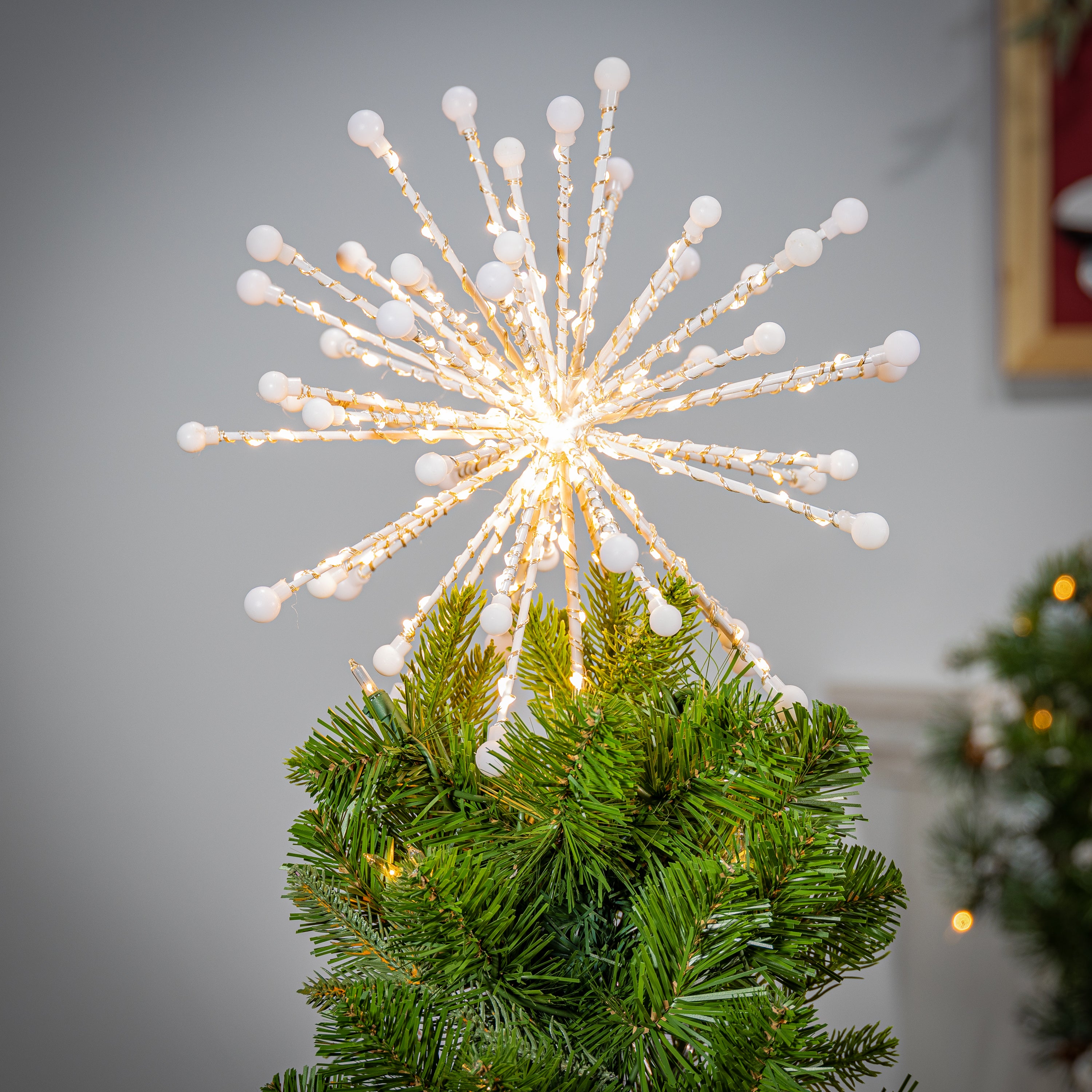 Modern Starburst Christmas Tree Topper, 200 Warm White LEDs